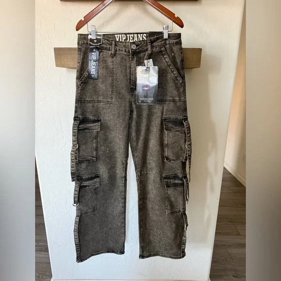 VIP Jeans|Women’s Dark Gray Olive Cargo Pants,deep pockets•••Size 13/31–NWT - Picture 1 of 14